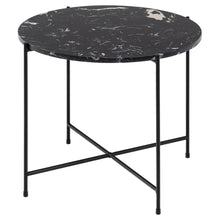 Load image into Gallery viewer, Avila Amour 52cm Round Side Table In Black Marble With A Metal Base