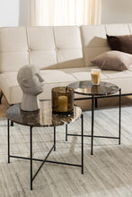 Load image into Gallery viewer, Avila Amour 52cm Round Side Table In Brown Marble With A Metal Base
