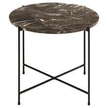 Load image into Gallery viewer, Avila Amour 52cm Round Side Table In Brown Marble With A Metal Base