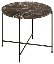 Load image into Gallery viewer, Avila Amour 52cm Round Side Table In Brown Marble With A Metal Base
