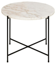 Load image into Gallery viewer, Avila Amour 52cm Round Side Table In White Marble With A Metal Base
