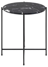 Load image into Gallery viewer, Avila Amour Round Side Table In Black Marble With A Metal Base 42cm