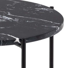 Load image into Gallery viewer, Avila Amour Round Side Table In Black Marble With A Metal Base 42cm