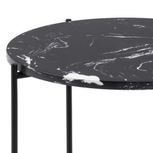 Load image into Gallery viewer, Avila Amour Round Side Table In Black Marble With A Metal Base 42cm
