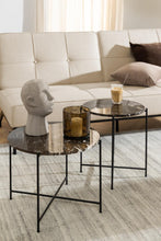 Load image into Gallery viewer, Avila Amour Round Side Table In Brown Marble With A Metal Base 42cm