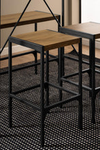 Load image into Gallery viewer, Bahamas Bar Table And Stool Set In Brown Oak With Black Metal Legs And Footrests 120x60x105 cm