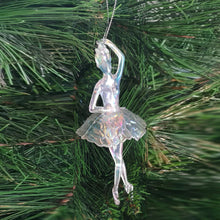 Load image into Gallery viewer, Iridescent Shimmer Elegant Hanging Ballerina Christmas Decoration Large Clear Acrylic Xmas Tree Pendant