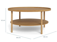 Load image into Gallery viewer, Banbury Round Oak Coffee Table Spacious 80cm With Shelf