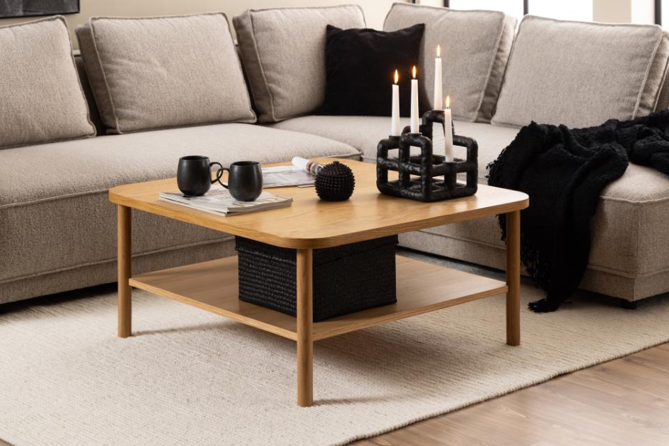 Banbury Square Oak Coffee Table Spacious 90cm With Shelf