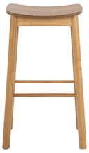 Load image into Gallery viewer, Barlow Backless Oak Wood Bar Stool Set Of 2 With Comfort Curved Seat and Foot Rest Compact Under Counter Design