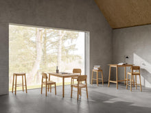 Load image into Gallery viewer, Barlow Backless Oak Wood Bar Stool Set Of 2 With Comfort Curved Seat and Foot Rest Compact Under Counter Design