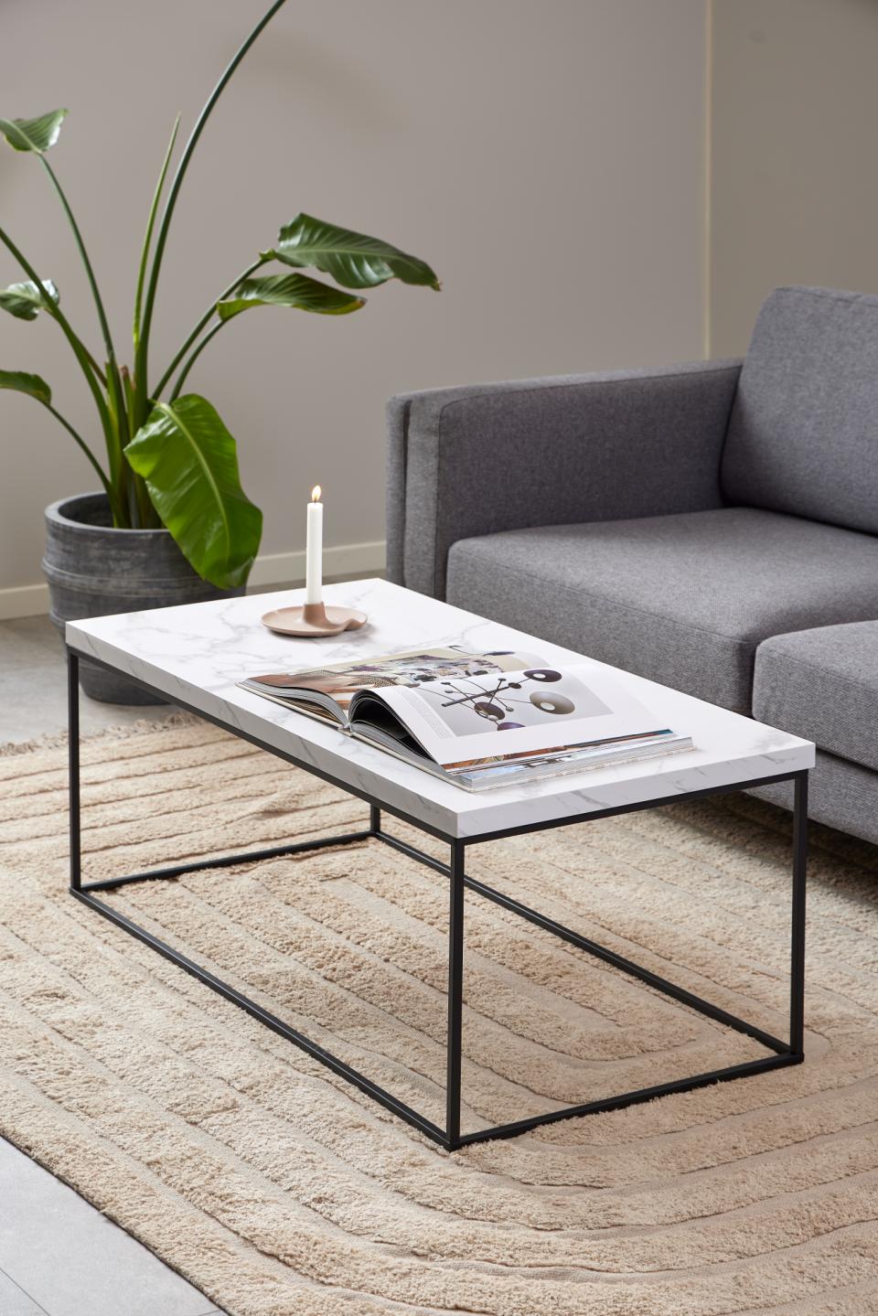 Barossa Marmo Large White Marble Look Coffee Table Spacious 110cm x 55cm