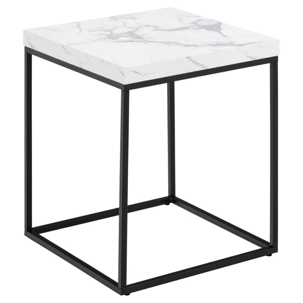 Barossa Marmo Coffee Side Table 40x40cm White Marble Effect