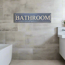 Load image into Gallery viewer, Large Blue Bathroom Home Interior Sign Laminated Decor Wall Art 50x12 cm