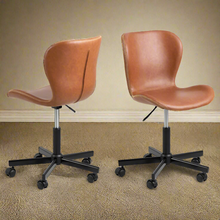 Load image into Gallery viewer, High Quality Batilda Office Desk Chair With Castors, Stitched Leather Look And Gas Lift, Retro Brandy Design