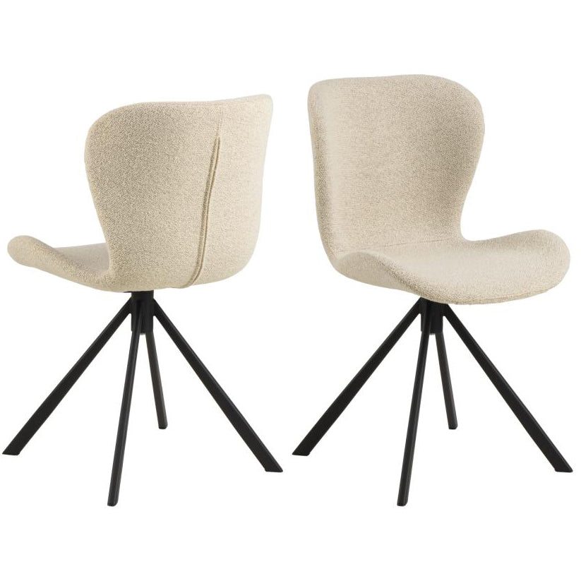 Batilda Comfort Cream Fabric Dining Chair With Metal Swivel Base, Set Of 2
