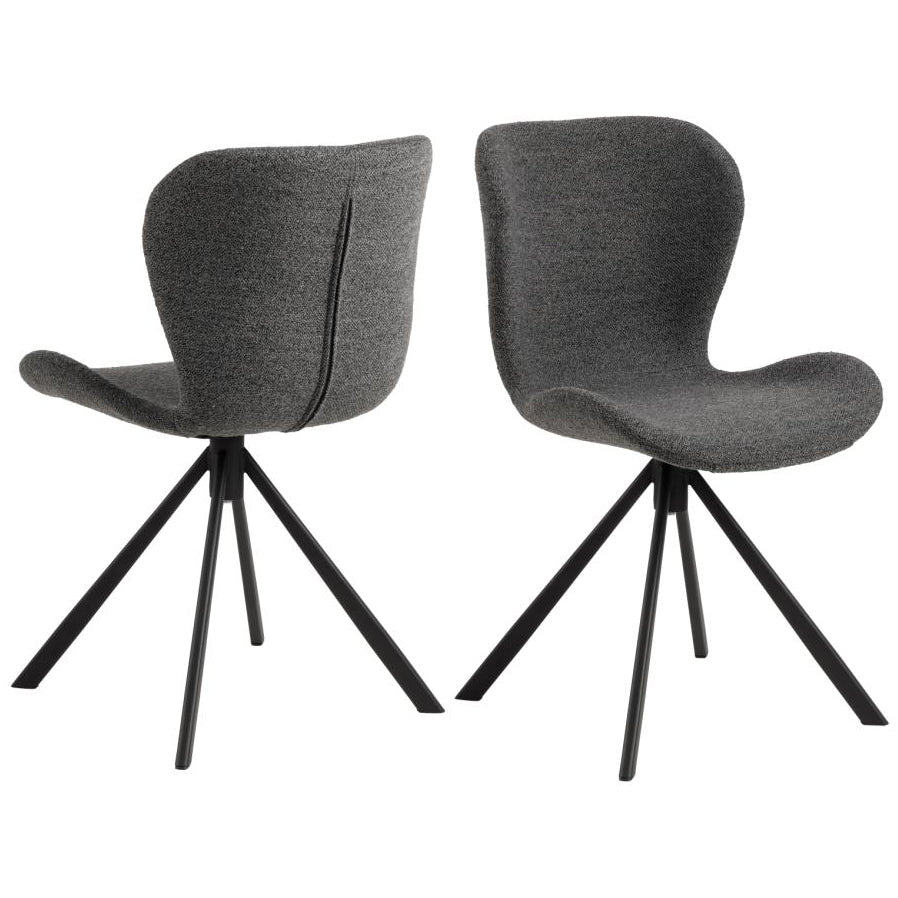Batilda Comfort Grey Anthracite Fabric Dining Chair With Metal Swivel Base, Set Of 2