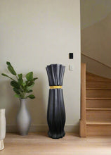 Load image into Gallery viewer, Large Black Ceramic Floor Standing Vase With Gold Stripe 60cm Home Decor
