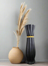 Load image into Gallery viewer, Large Black Ceramic Floor Standing Vase With Gold Stripe 60cm Home Decor
