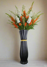 Load image into Gallery viewer, Large Black Ceramic Floor Standing Vase With Gold Stripe 60cm Home Decor
