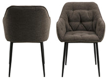 Load image into Gallery viewer, Brooke Armrest Fabric Dining Chair In Beautiful Taupe Tufting, Set Of 2 Chairs