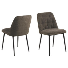 Load image into Gallery viewer, Brooke Fabric Dining Chair In Taupe With Stylish Black Steel Legs And Tufting, Set Of 2 Chairs