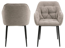 Load image into Gallery viewer, Brooke Armrest Fabric Dining Chair In Light Beige With Beautiful Tufting, Set Of 2 Chairs