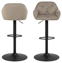 Load image into Gallery viewer, Brooke Fabric Bar Stool In Beige Velvet With Metal Legs, Set Of 2 Adjustable Bar stools
