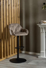 Load image into Gallery viewer, Brooke Fabric Bar Stool In Beige Velvet With Metal Legs, Set Of 2 Adjustable Bar stools