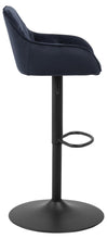 Load image into Gallery viewer, Brooke Fabric Bar Stool In Blue With Metal Legs, Set Of 2 Adjustable Bar stools