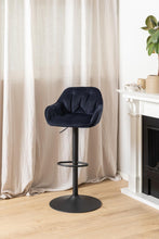 Load image into Gallery viewer, Brooke Fabric Bar Stool In Blue With Metal Legs, Set Of 2 Adjustable Bar stools