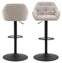 Load image into Gallery viewer, Brooke Monza Fabric Bar Stool In Beige With Footrest, Set Of 2 Height Adjust Bar stools