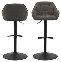 Load image into Gallery viewer, Brooke Taupe Fabric Bar Stool With Footrest, Set Of 2 Height Adjust Grey Brown Barstools