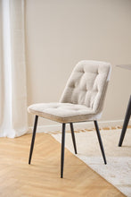 Load image into Gallery viewer, Brooke Fabric Dining Chair In Beige With Stylish Black Steel Legs And Tufting, Set Of 2 Chairs