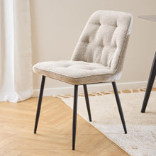 Load image into Gallery viewer, Brooke Fabric Dining Chair In Beige With Stylish Black Steel Legs And Tufting, Set Of 2 Chairs