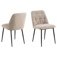 Load image into Gallery viewer, Brooke Fabric Dining Chair In Beige With Stylish Black Steel Legs And Tufting, Set Of 2 Chairs