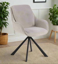 Load image into Gallery viewer, Carrie Comfort Upholstered Fabric Swivel Dining Chair With Armrests And Metal Legs, Set Of 2