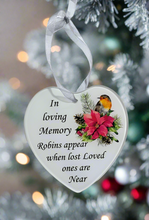 Load image into Gallery viewer, Glass Hanging Heart In Loving Memory Robins Appear When Lost Loved Ones Are Near