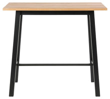 Load image into Gallery viewer, Chara Bar Table In Brown Wild Oak With Black Legs And Metal Footrest 117x58x105 cm