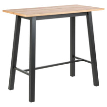 Load image into Gallery viewer, Chara Bar Table In Brown Wild Oak With Black Legs And Metal Footrest 117x58x105 cm