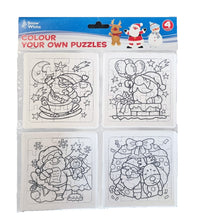 Load image into Gallery viewer, Colour Your Own Christmas Jigsaw Puzzles Craft Fun Xmas Activity 4 Pieces