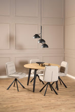 Load image into Gallery viewer, Dean Fabric Swivel Dining Chair In Beige With Stylish Black Metal Legs , Set Of 2 Chairs