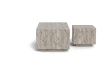 Load image into Gallery viewer, Dice Double Coffee Table Set Large Rectangular And Square Grey Marble Furniture 100cm