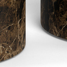 Load image into Gallery viewer, Dice Double Oval Coffee Table Set Large Brown Marble 2 Piece Set 58cm and 50cm