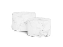 Load image into Gallery viewer, Dice Double Oval Coffee Table Set Large White Marble 2 Piece Set 58cm and 50cm
