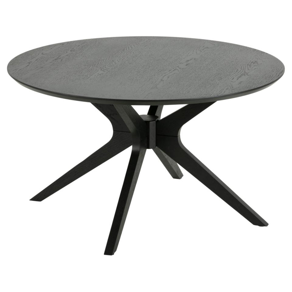 Duncan 80cm Black Oak Coffee Table With Round Top And Cross Legs homestreet.uk