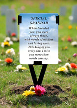 Load image into Gallery viewer, Grandad Laminated Memorial Funeral Grave Card With Special Message