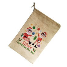 Load image into Gallery viewer, Drawstring Elf Christmas Eve Bag Sack Stocking - 55cm x 36cm