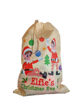 Load image into Gallery viewer, Drawstring Elf Christmas Eve Bag Sack Stocking - 55cm x 36cm