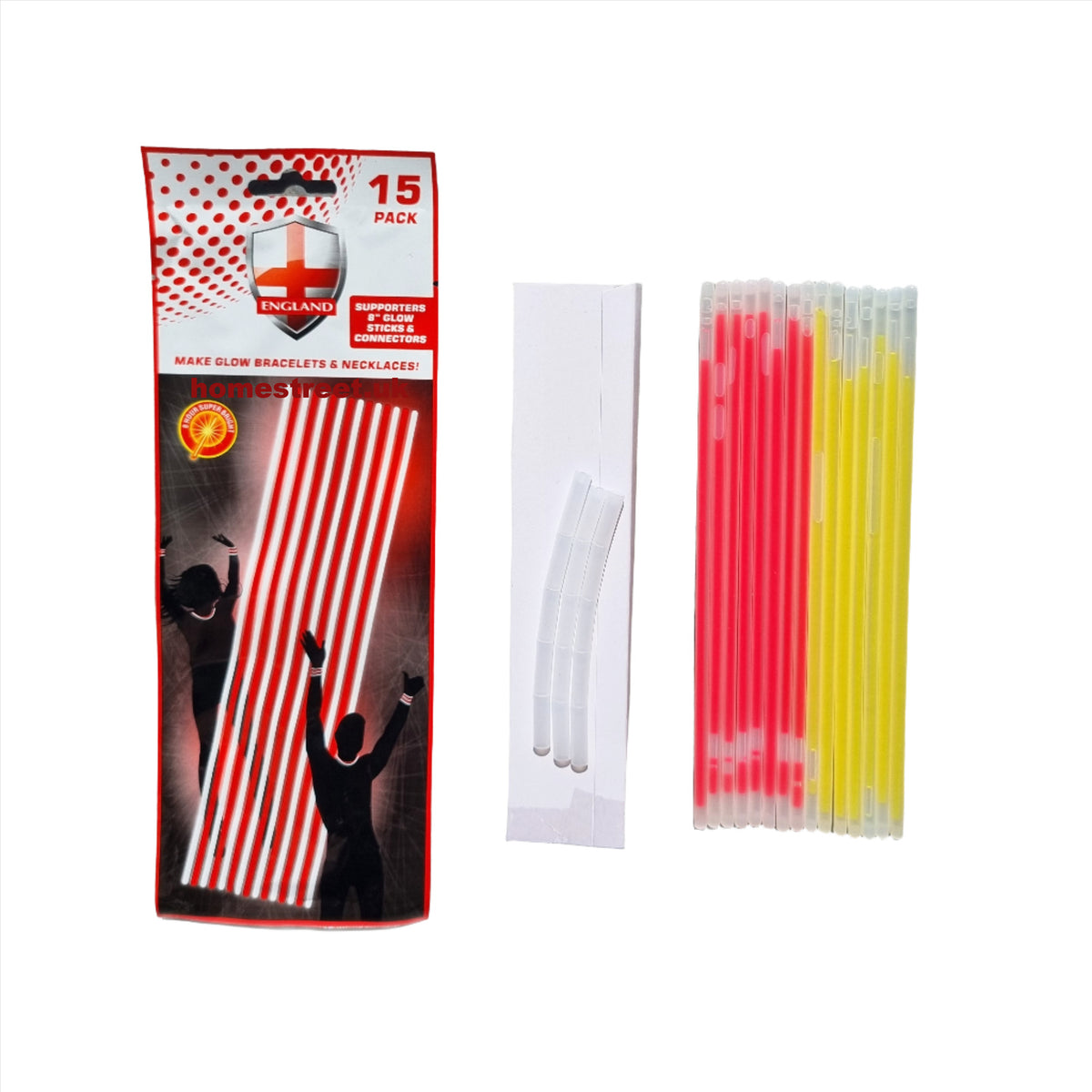 England 15 Pack 8 Inch Glow Sticks With Connectors